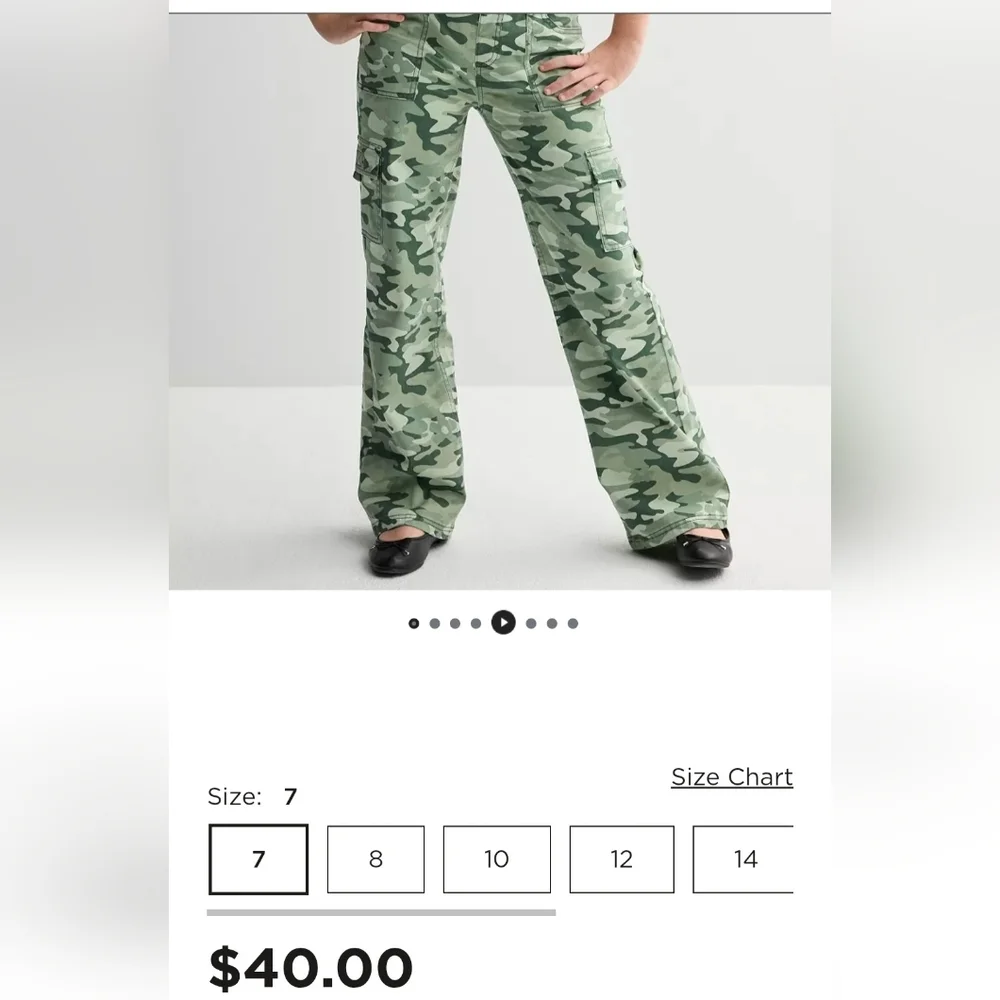 Limited Too Girls Green Camo Army print Cargo pants NEW. Casual Y2k Streetwear - Picture 8 of 9